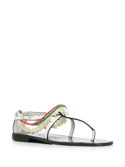 Shop Loewe Paula Flat Beaded Sandals In White