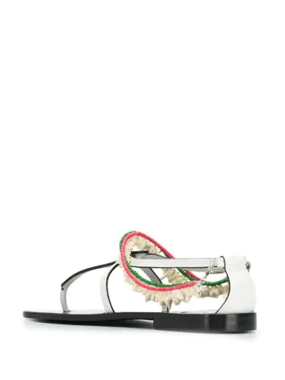 Shop Loewe Paula Flat Beaded Sandals In White