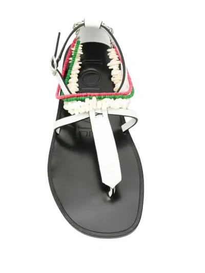 Shop Loewe Paula Flat Beaded Sandals In White