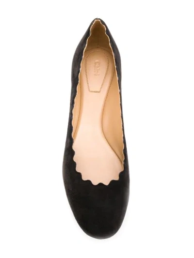 Shop Chloé Scalloped Ballerina Shoes In Black
