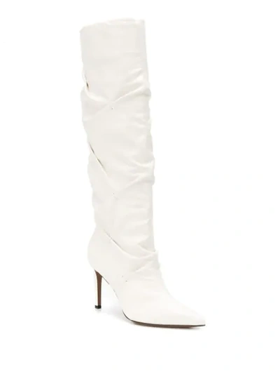 Shop L'autre Chose Knee-high Heeled Boots In White