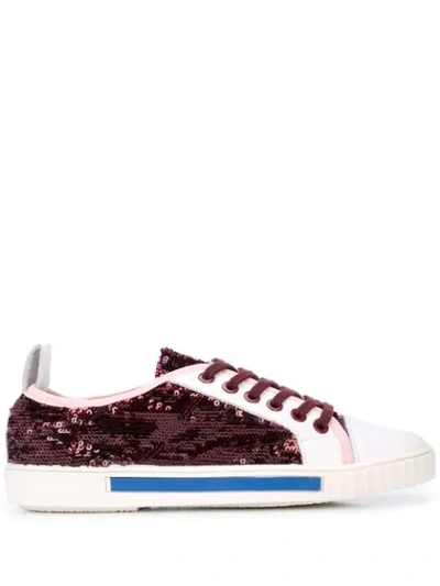 Shop Carven Sequin Sneakers In Bordeaux