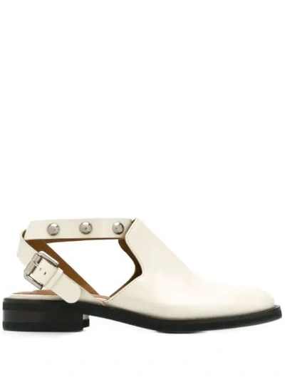 SEE BY CHLOÉ STUDDED ROLLER BUCKLE MULES - 白色