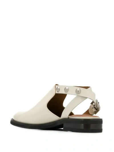 SEE BY CHLOÉ STUDDED ROLLER BUCKLE MULES - 白色