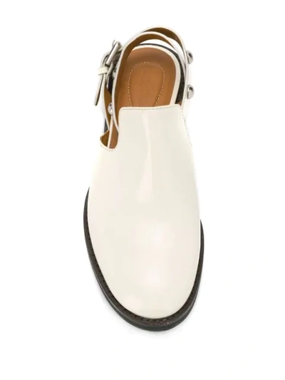 SEE BY CHLOÉ STUDDED ROLLER BUCKLE MULES - 白色