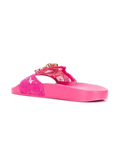 Shop Dolce & Gabbana Embellished Slides In Pink