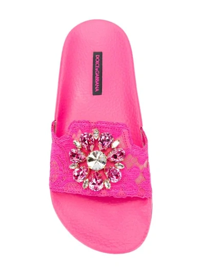 Shop Dolce & Gabbana Embellished Slides In Pink