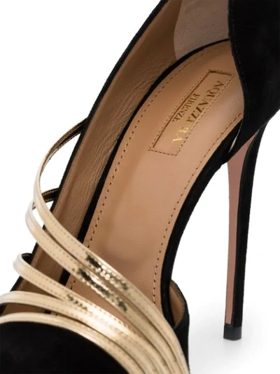 Shop Aquazzura Minou Metallic-strap Pumps In Black