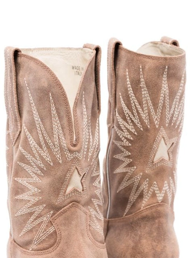 Shop Golden Goose Wish Star Cowboy Boots In Neutrals