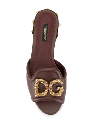 Shop Dolce & Gabbana Logo Plaque Flats In Red