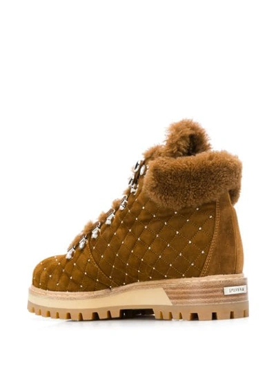 Shop Le Silla Hiking Fur Boots In Brown