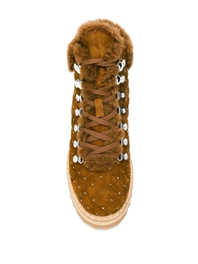 Shop Le Silla Hiking Fur Boots In Brown