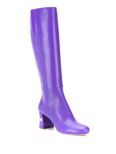 Shop Miu Miu Embellished Heel 65 Boots In Purple