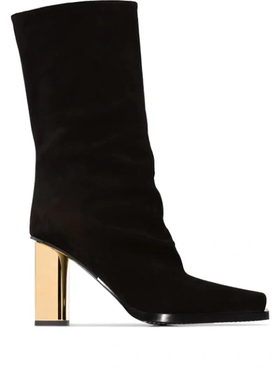 Shop Proenza Schouler Metallic Heel Calf Boots In Black