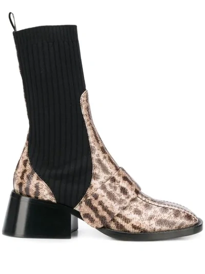 Shop Chloé Snakeskin Effect Boots In 091 Eternal Grey