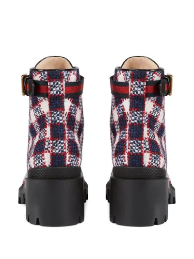 Shop Gucci Tweed Boots In Blue