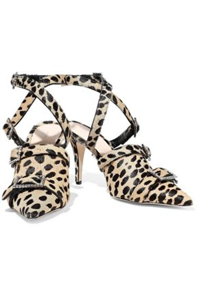 Shop Christopher Kane Crystal-embellished Leopard-print Calf Hair Pumps In Animal Print