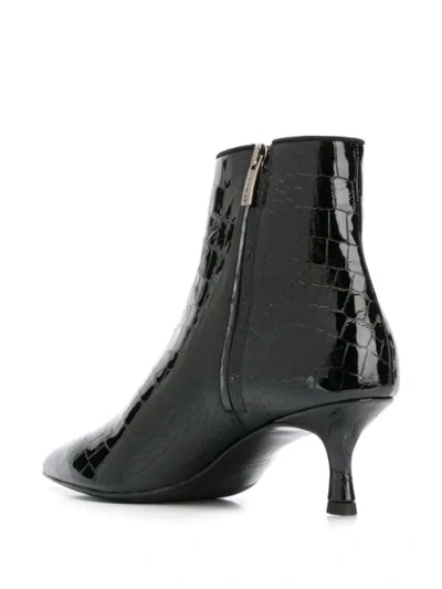 Shop Albano Croco Embossed Boots In Black
