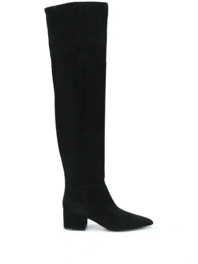 Shop Sergio Rossi Knee-length Pointed Toe Boots In Black