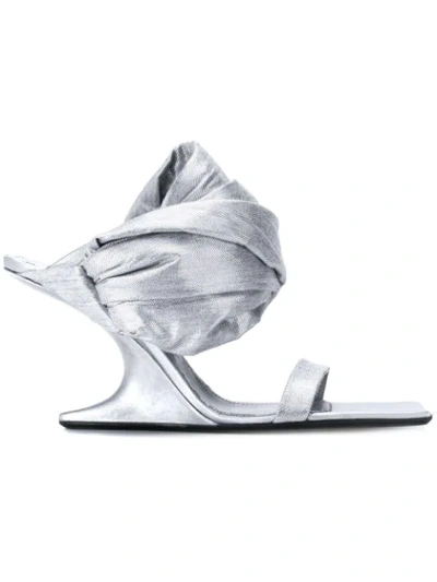 Shop Rick Owens Wedge Sandals In Silver