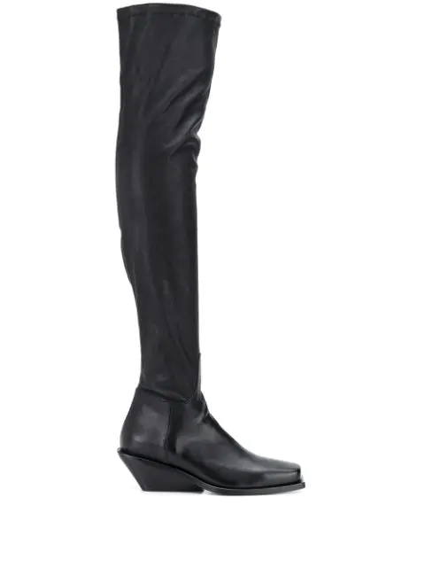 square toe thigh high boots