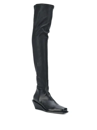 Shop Ann Demeulemeester Square Toe Boots In Black