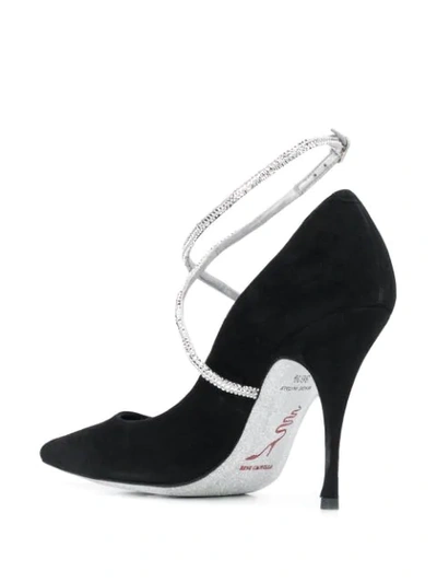 Shop René Caovilla Embellished Strap Pumps In Black