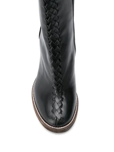 Shop Haider Ackermann Woven Stiletto Boots In Black