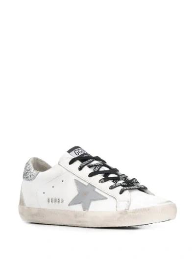 Shop Golden Goose Superstar Glittered-star Sneakers In White