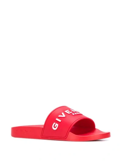 Shop Givenchy Logo Slides In Red