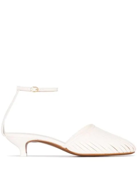 cream mid heel sandals