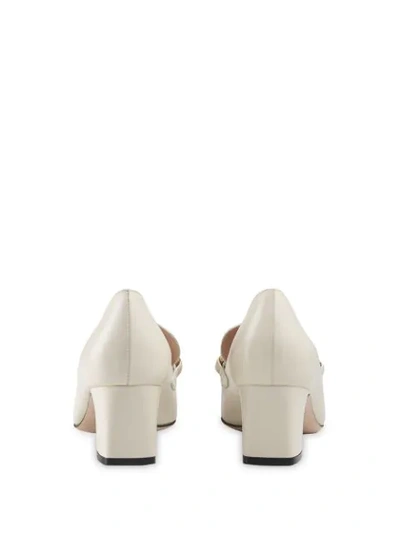 Shop Gucci Zumi Block Heel Loafers In White