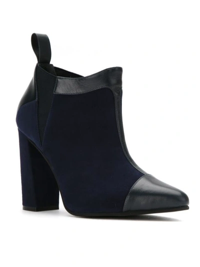 Shop Studio Chofakian Panelled Suede Boots - Blue