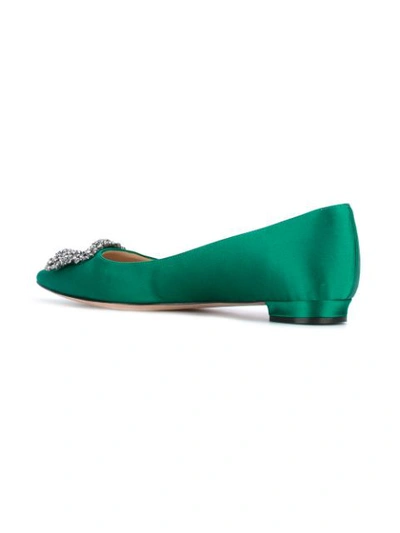 Shop Manolo Blahnik Hangisi Ballerinas In Green