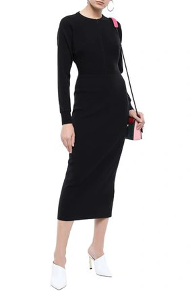 Shop Emilio Pucci Woman Ribbed Wool Midi Dress Black