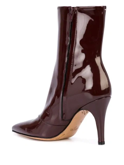 Shop Maison Margiela Pointed-toe Ankle Boots In Burgundy