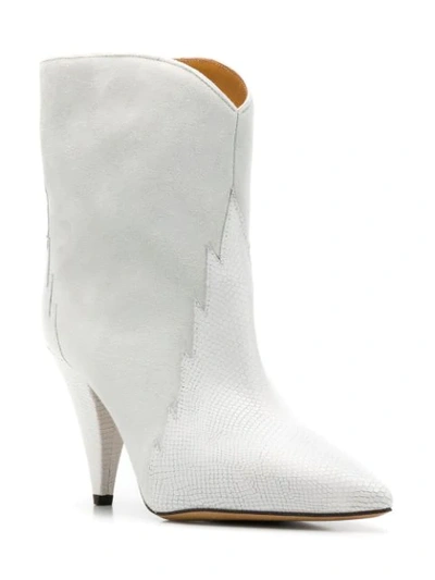Shop Isabel Marant Textured Panel Ankle Boots In White