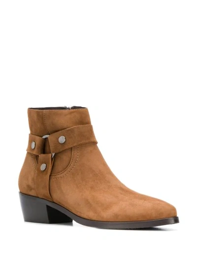 Shop Albano Strap-embellished Ankle Boots In Cam Cuoio