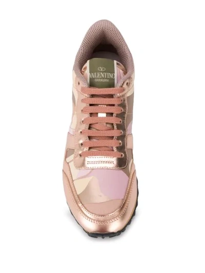 Shop Valentino Rockstud Camouflage Sneakers In Pink