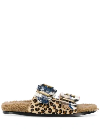 Shop Avec Modération Leopard Print Sandals In Brown