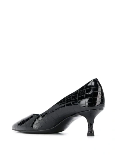 Shop Albano Croco Embossed Pumps In Black