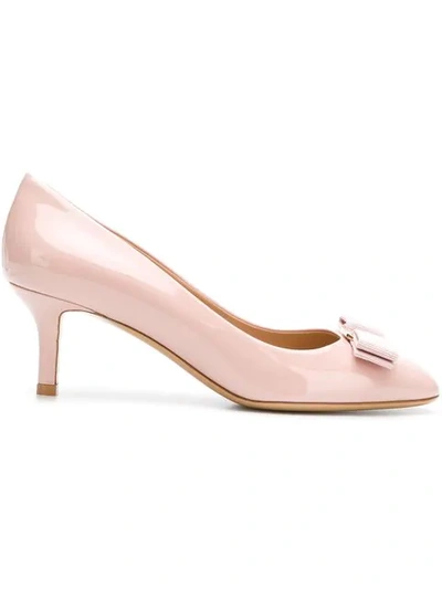 Shop Ferragamo Salvatore  Vara Ballerina Low Heel Pumps - Pink