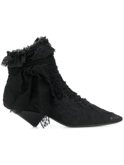 Shop Saint Laurent Blaze 45 Lace Ankle Boots In Black