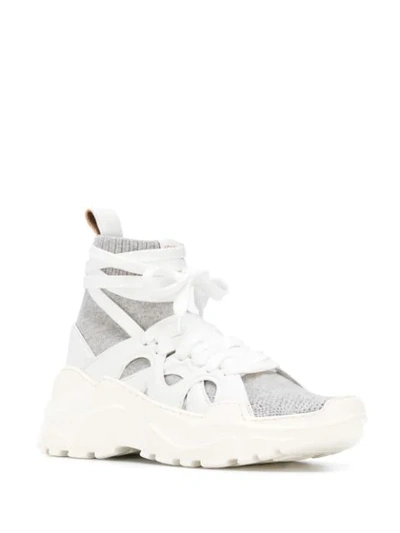 Shop Agnona Sock Lined Sneaker In White