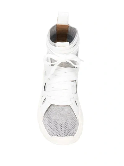 Shop Agnona Sock Lined Sneaker In White