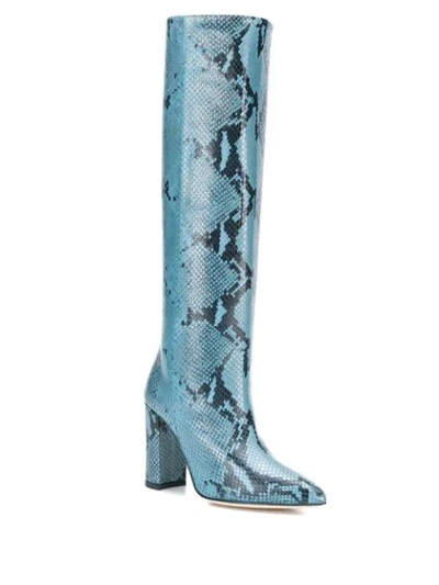 Shop Paris Texas Snakeskin Effect Boots In Blue