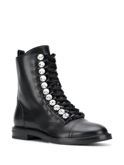 Shop Casadei Crystal-embellished Boots In Black