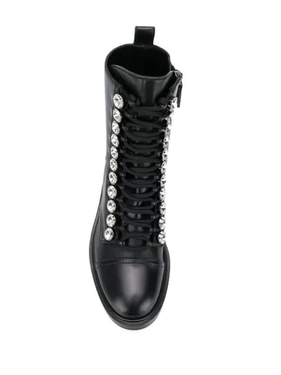 Shop Casadei Crystal-embellished Boots In Black
