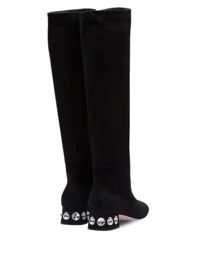 Shop Miu Miu Crystal-embellished Boots In Black