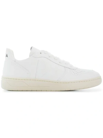 Shop Veja V-10 Perforated Sneakers In White